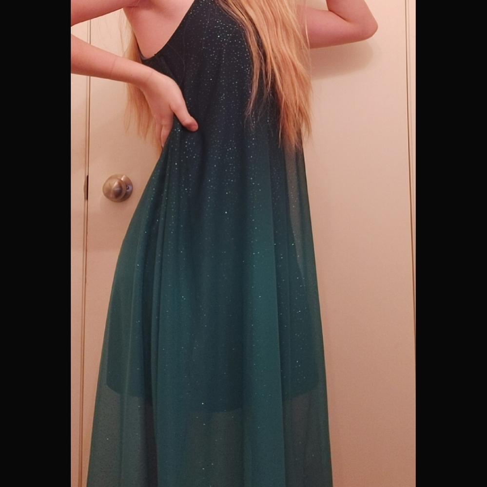 Sparkly ombre blue prom dress